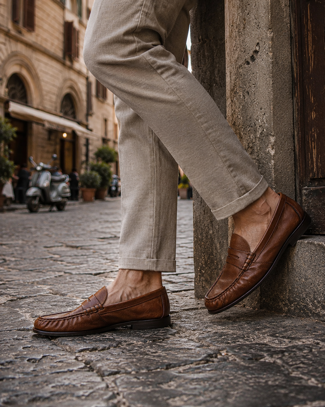 Mocassini cuoio in pelle