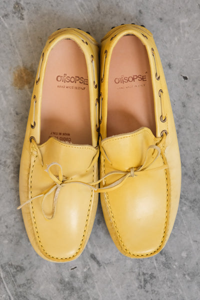 Yellow leather driving shoes