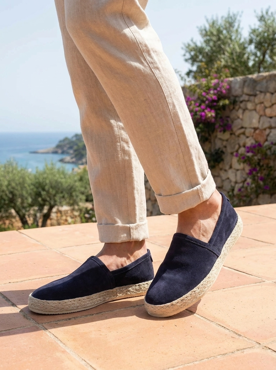 Espadrillas blu in camoscio