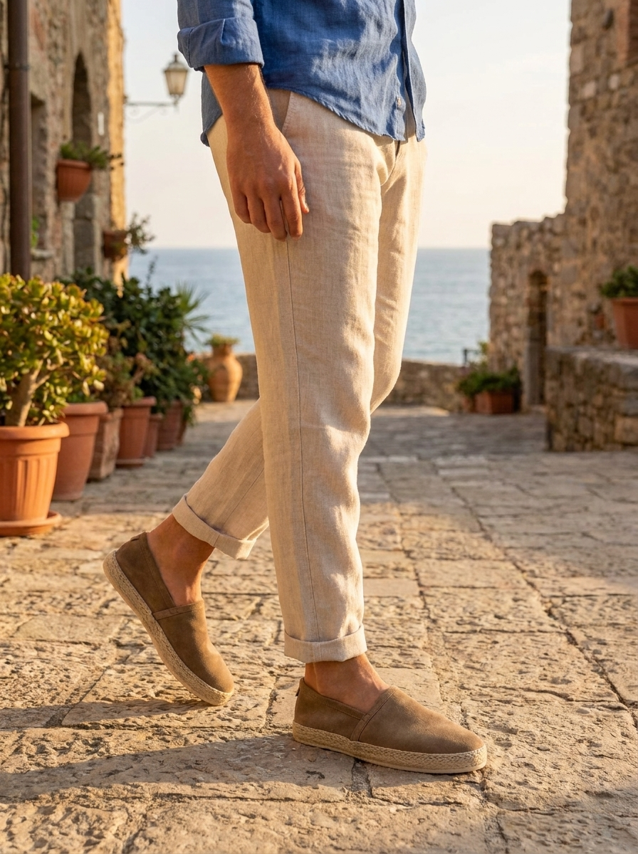 Espadrillas beige in camoscio