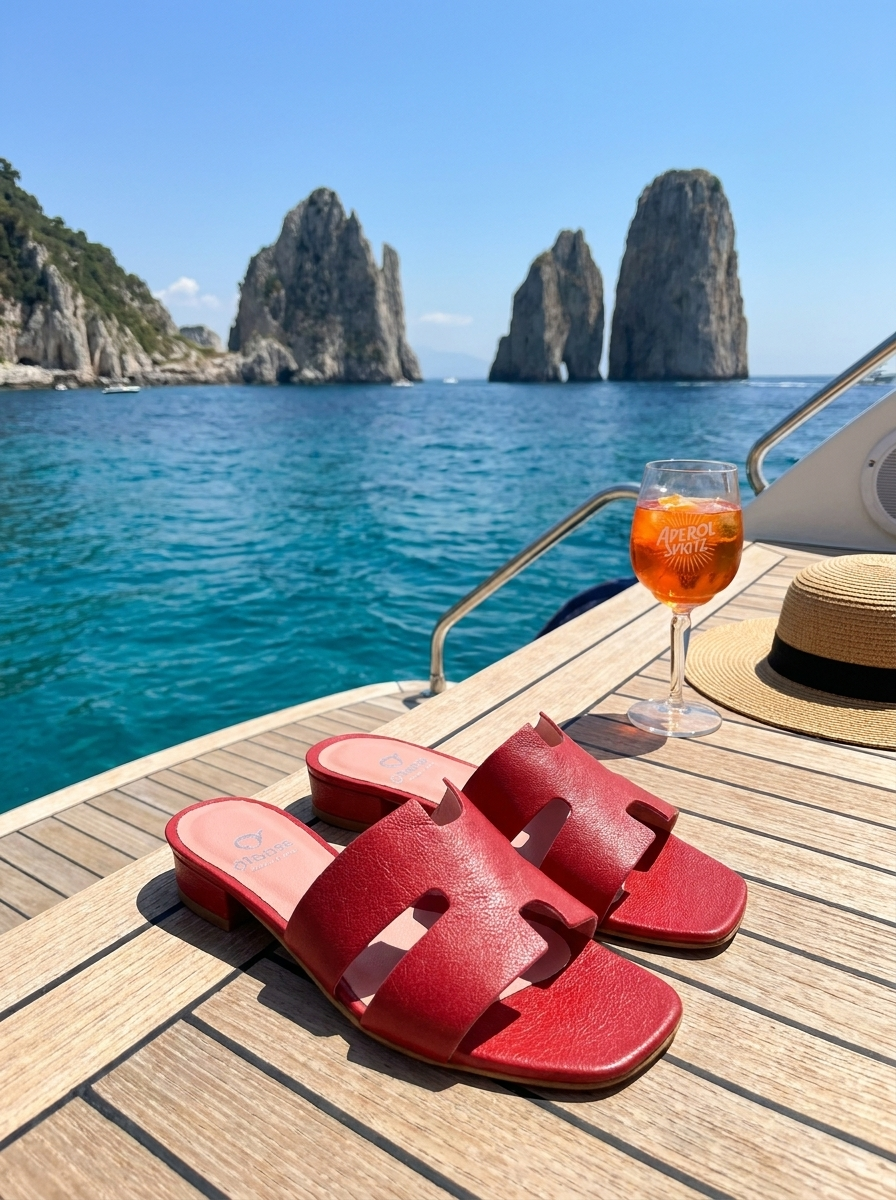 Ciabatta rosso in pelle martellata tacco 20