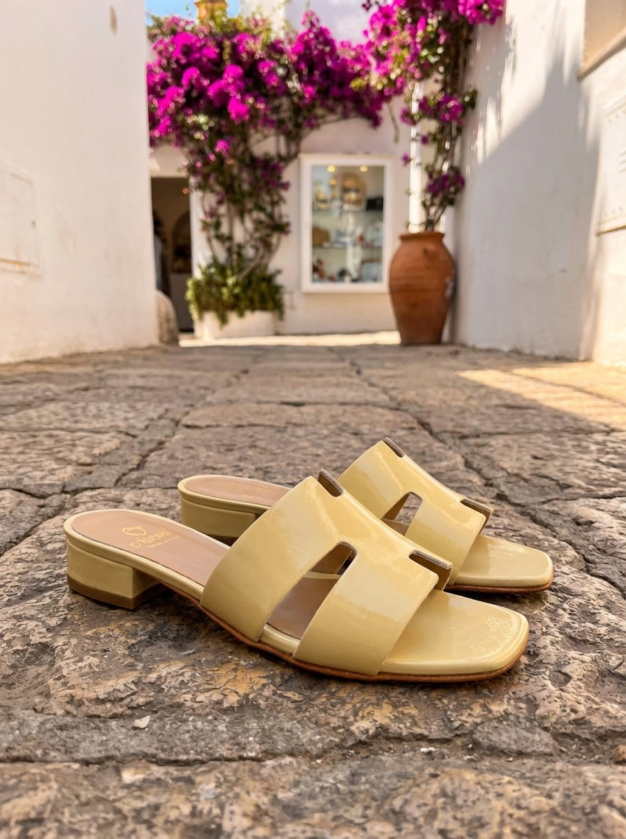Ciabatta beige in naplak tacco 20