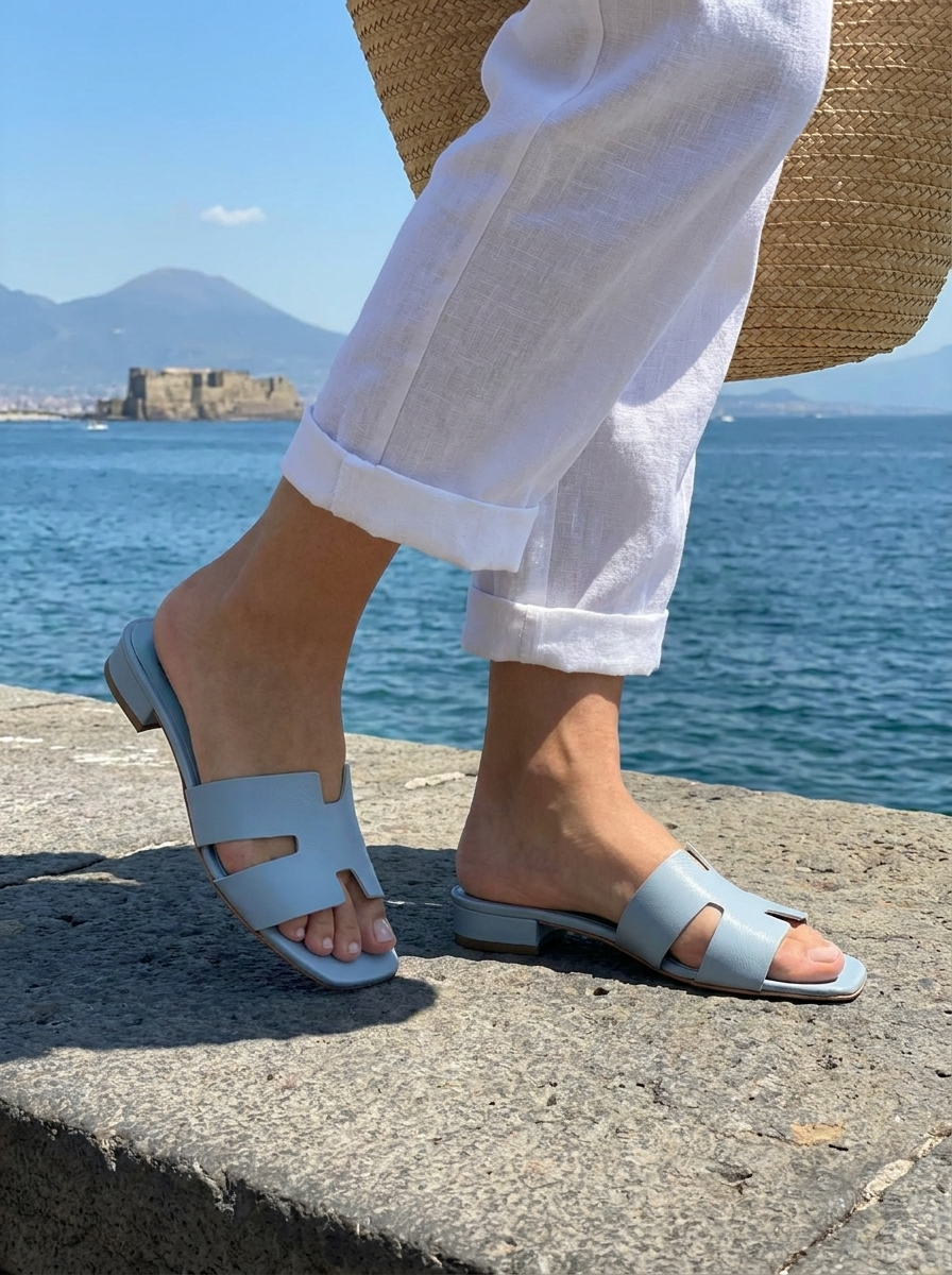 Ciabatta cielo in pelle tacco 20