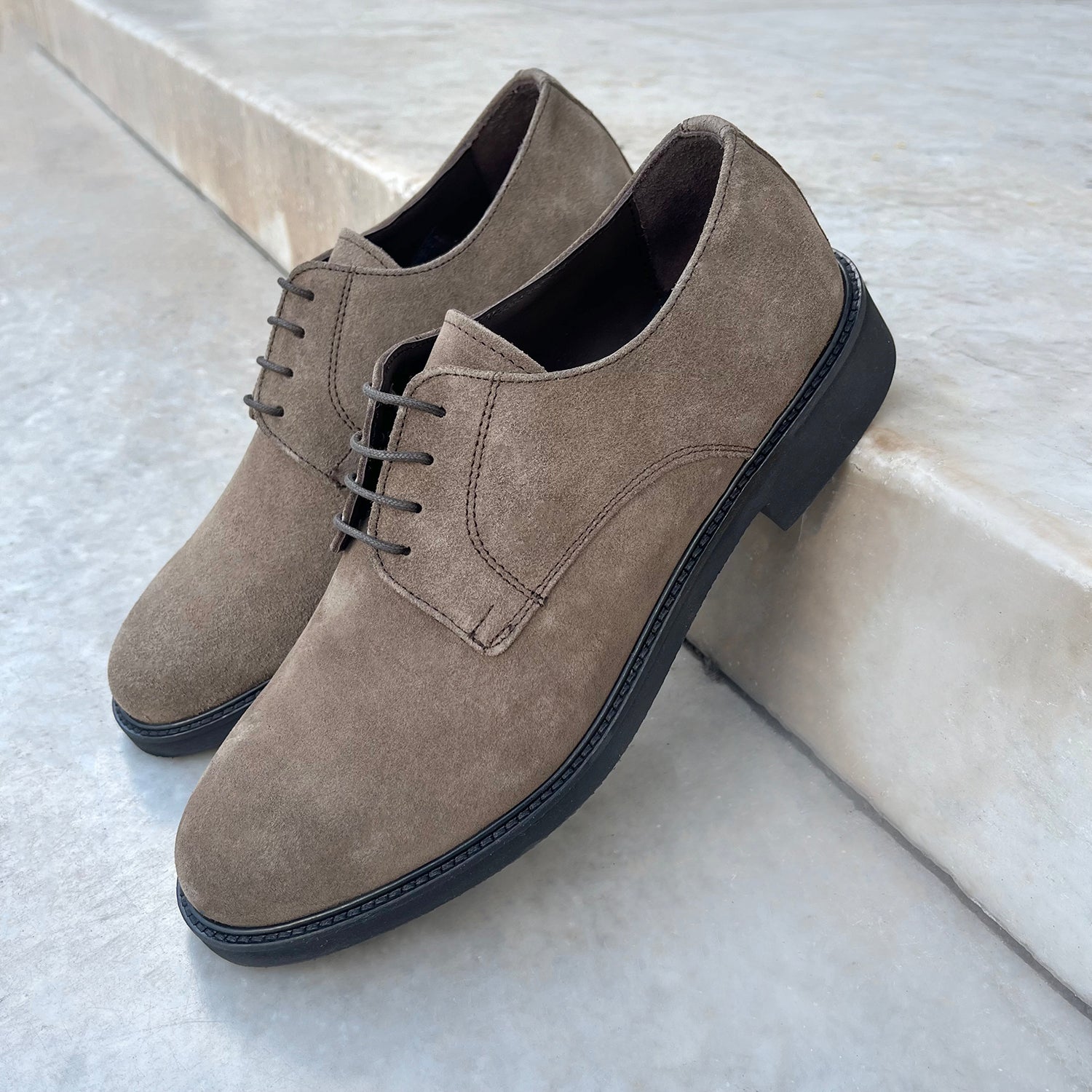 Dove grey suede derby