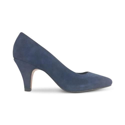 Blue suede pumps heel