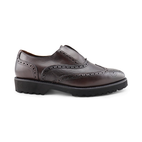 Oxford shoes without laces in dark brown leather
