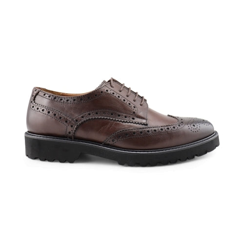 Dark brown leather derby shoes with vibram sole