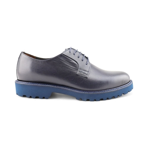 Blue leather Derby shoes with vibram sole