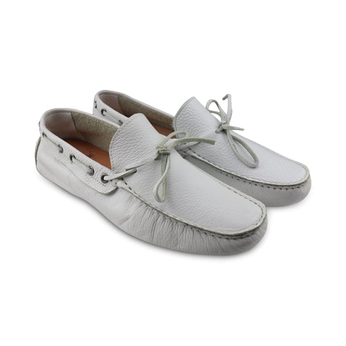 Mocassini bianchi in pelle martellata