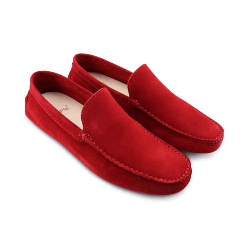 Mocassini rossi in camoscio