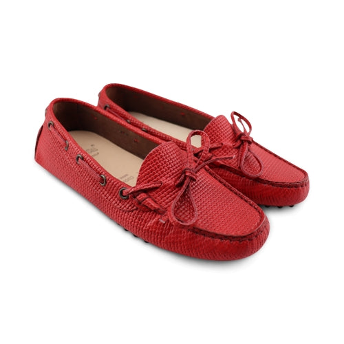 Mocassini rossi in pelle