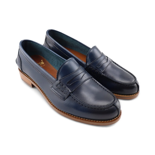 Mocassini da donna in pelle blu