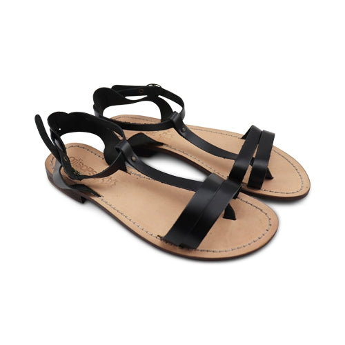 Sandali da donna neri in pelle