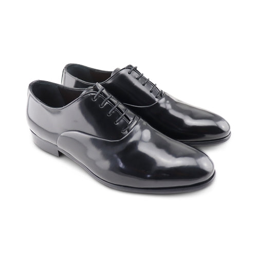 Scarpe francesine nere lisce in pelle spazzolata