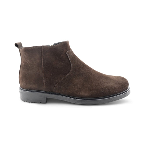 Dark brown suede ankle boots with zip - Main Image