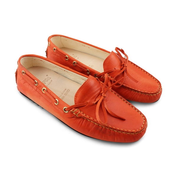 Mocassini da donna in camoscio arancione
