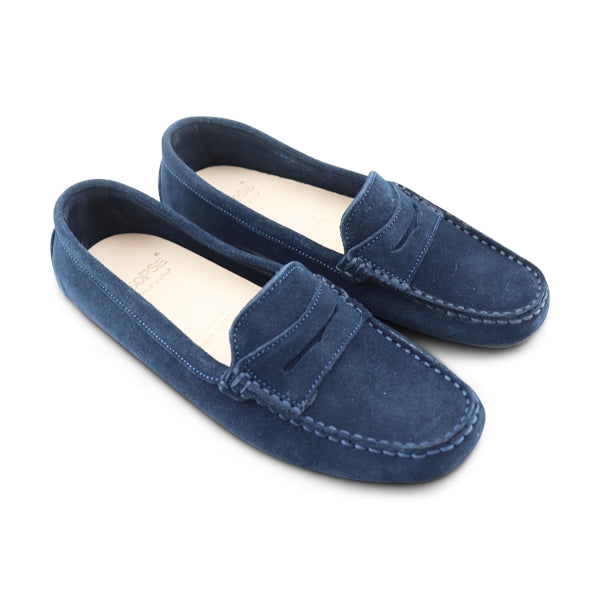 Mocassini blu in camoscio da donna