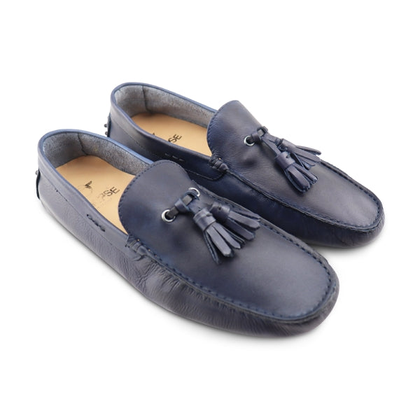 Mocassini in pelle blu