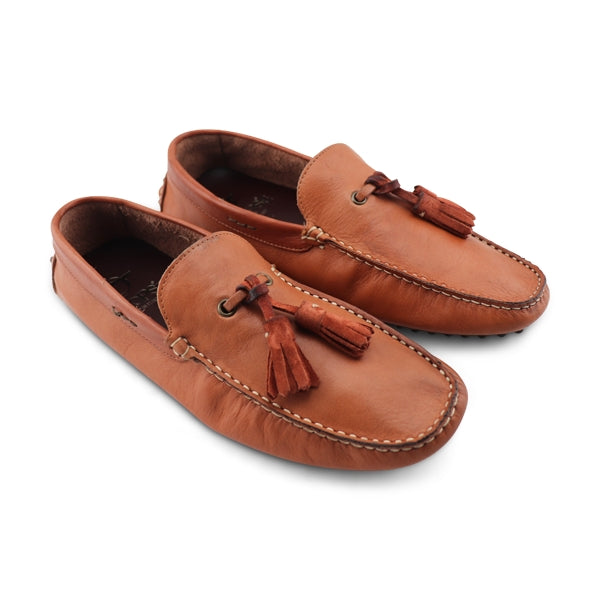 Mocassini in pelle color rovere