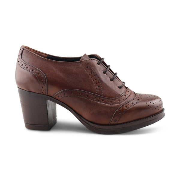 Scarpe Francesine da donna in pelle color cuoio - Main Image