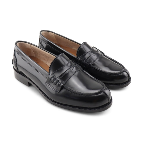 Black brushed leather moccasin