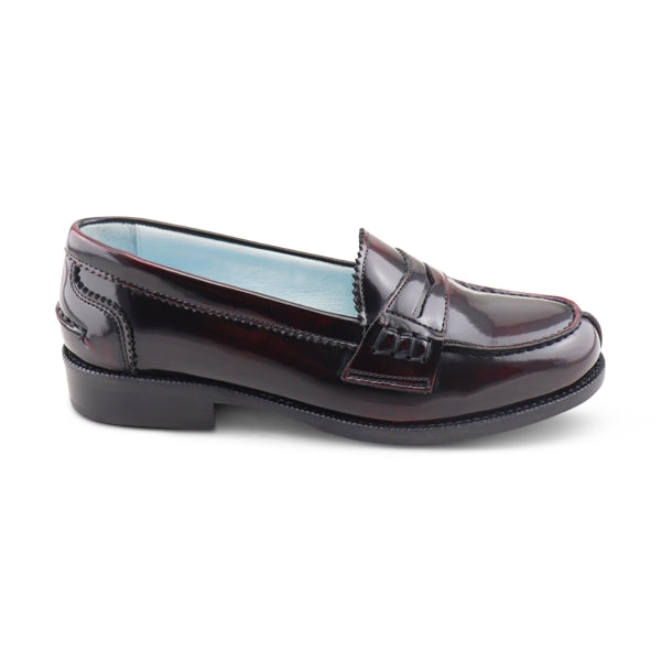 Burgundy brushed leather loafers
