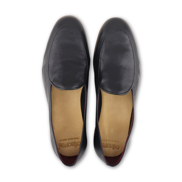 Black leather slippers