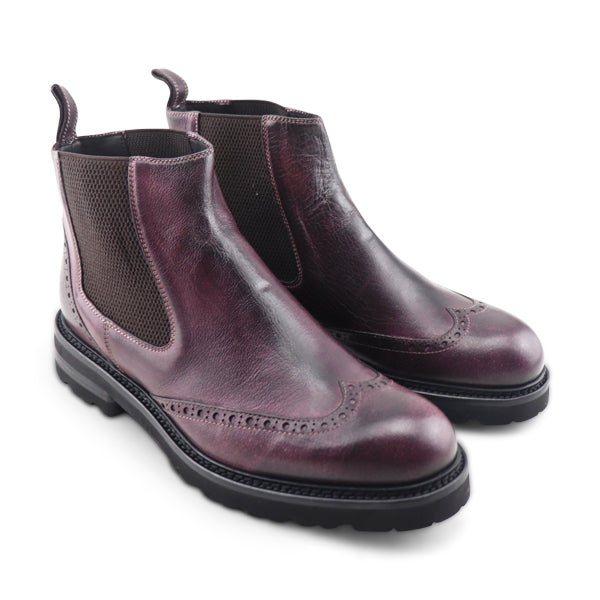 Purple leather Chelsea boots
