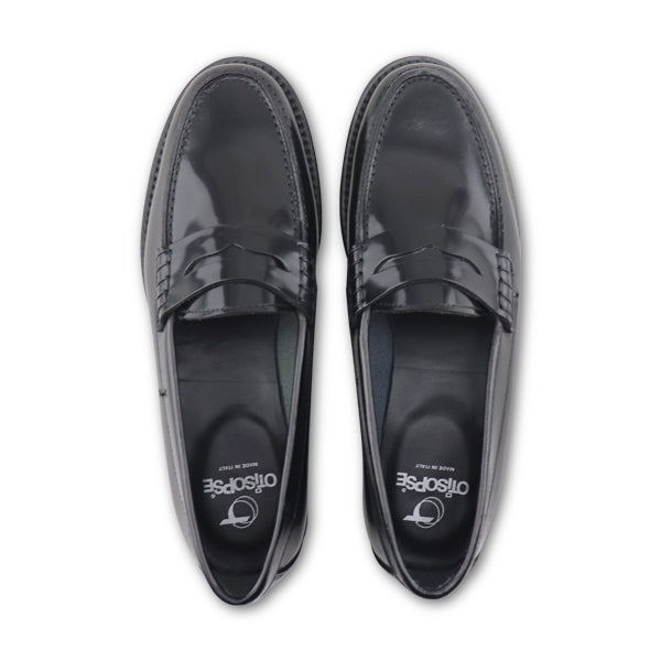Women's brushed black leather loafers