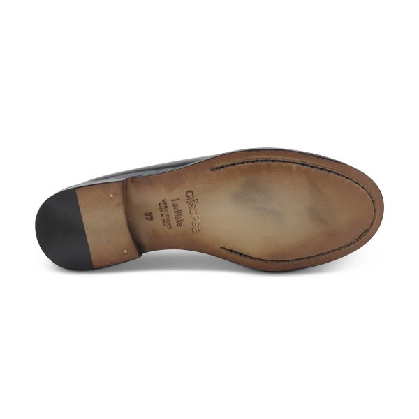 Women's brushed black leather loafers