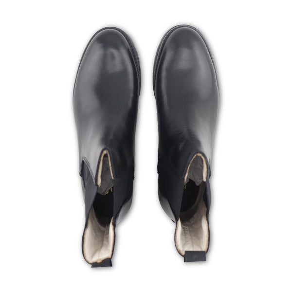 Women's black leather ankle boots