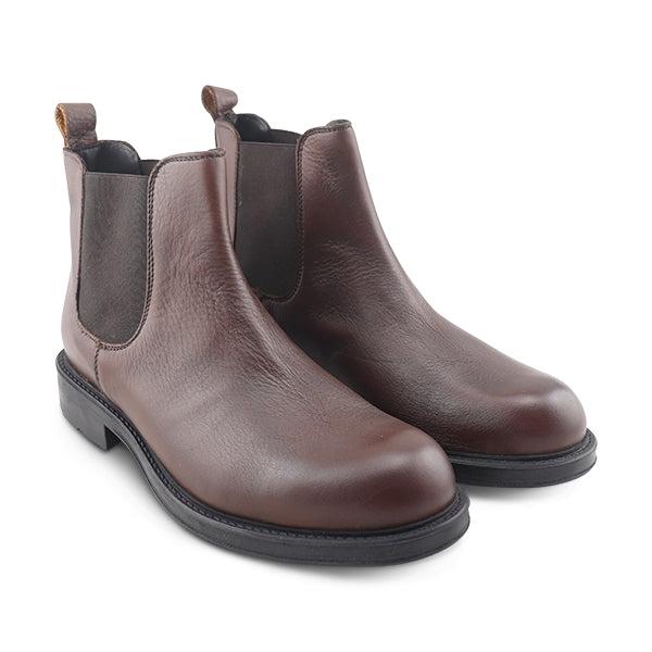 Brown leather ankle boot