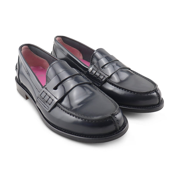 Blue moccasins in abrasive leather