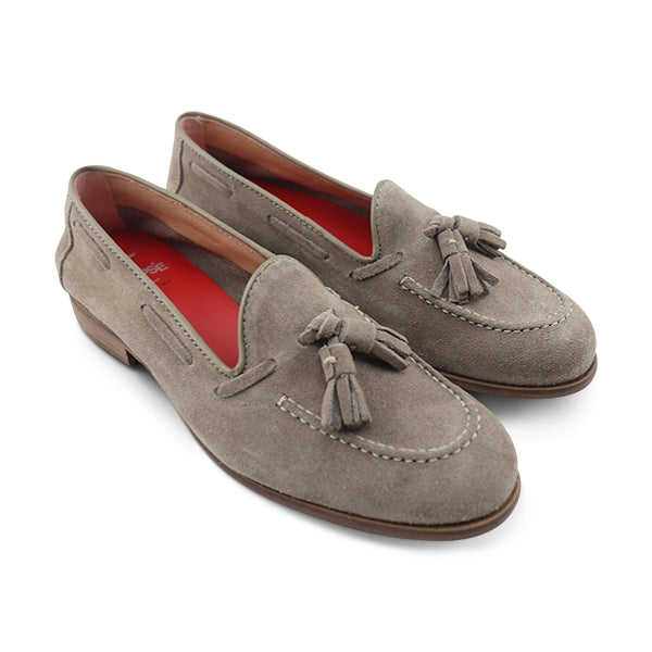 Taupe suede loafers