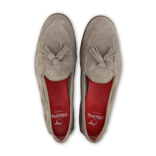 Taupe suede loafers