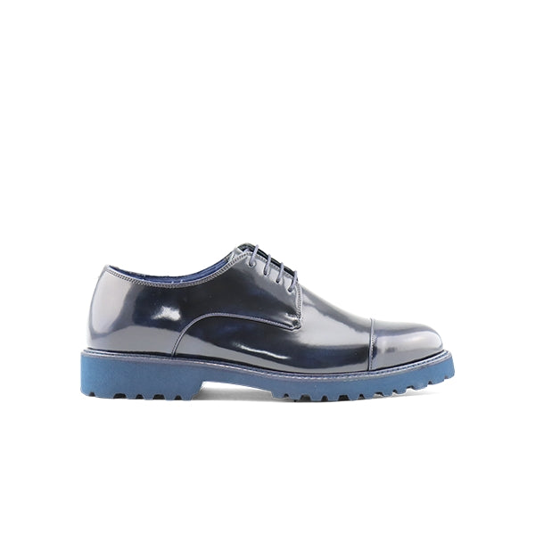 Derby shoes in blue polished leather