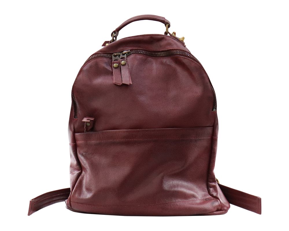 Unisex backpack in burgundy leather Handmade Accessories