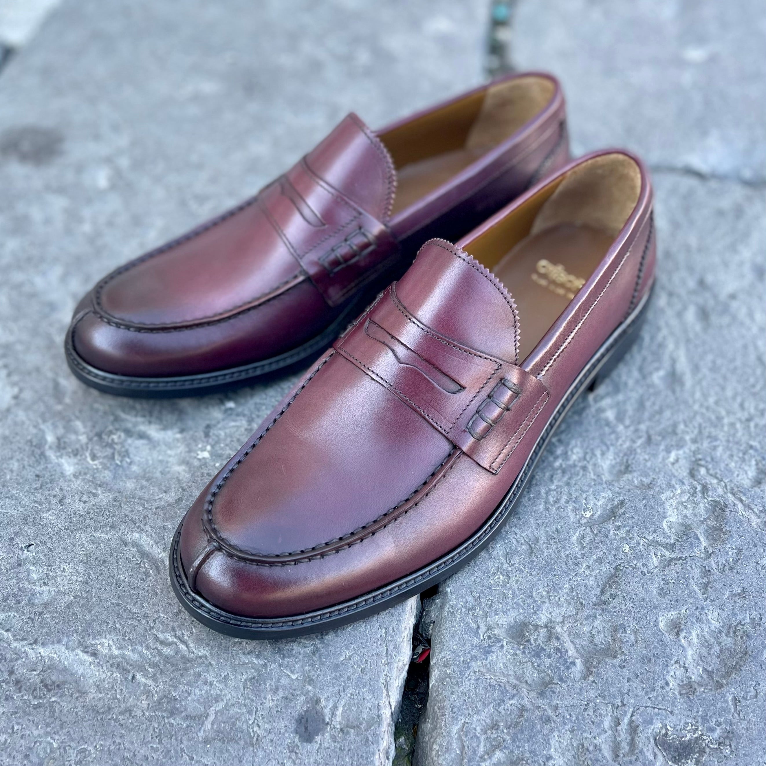 Burgundy leather moccasins
