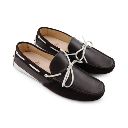 Mocassini in pelle e camoscio testa di moro