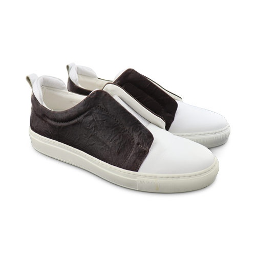 Sneakers in pelle bianche e testa di moro