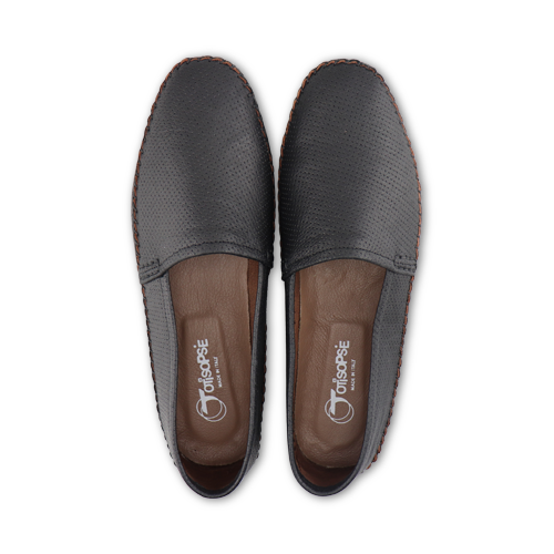 Espadrillas nere in pelle forata
