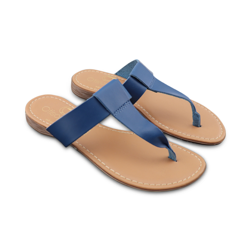 Sandali infradito in pelle color cobalto