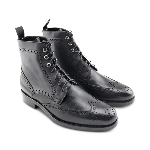 Black leather ankle boots