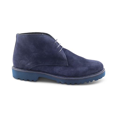 Blue suede ankle boots