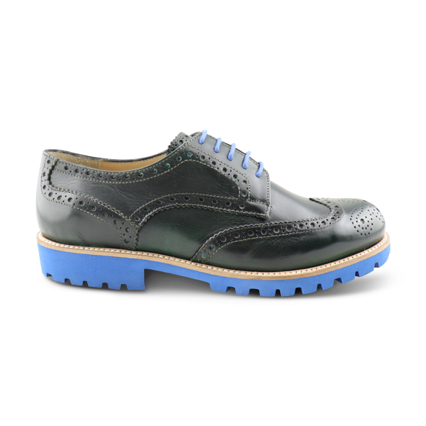 Derby shoes in green leather