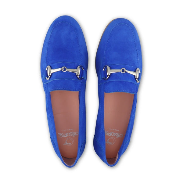 Bluette suede moccasins with a morsetta
