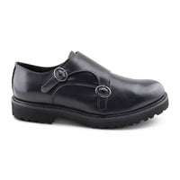 Fekete Vibram dupla csattos bőr cipő