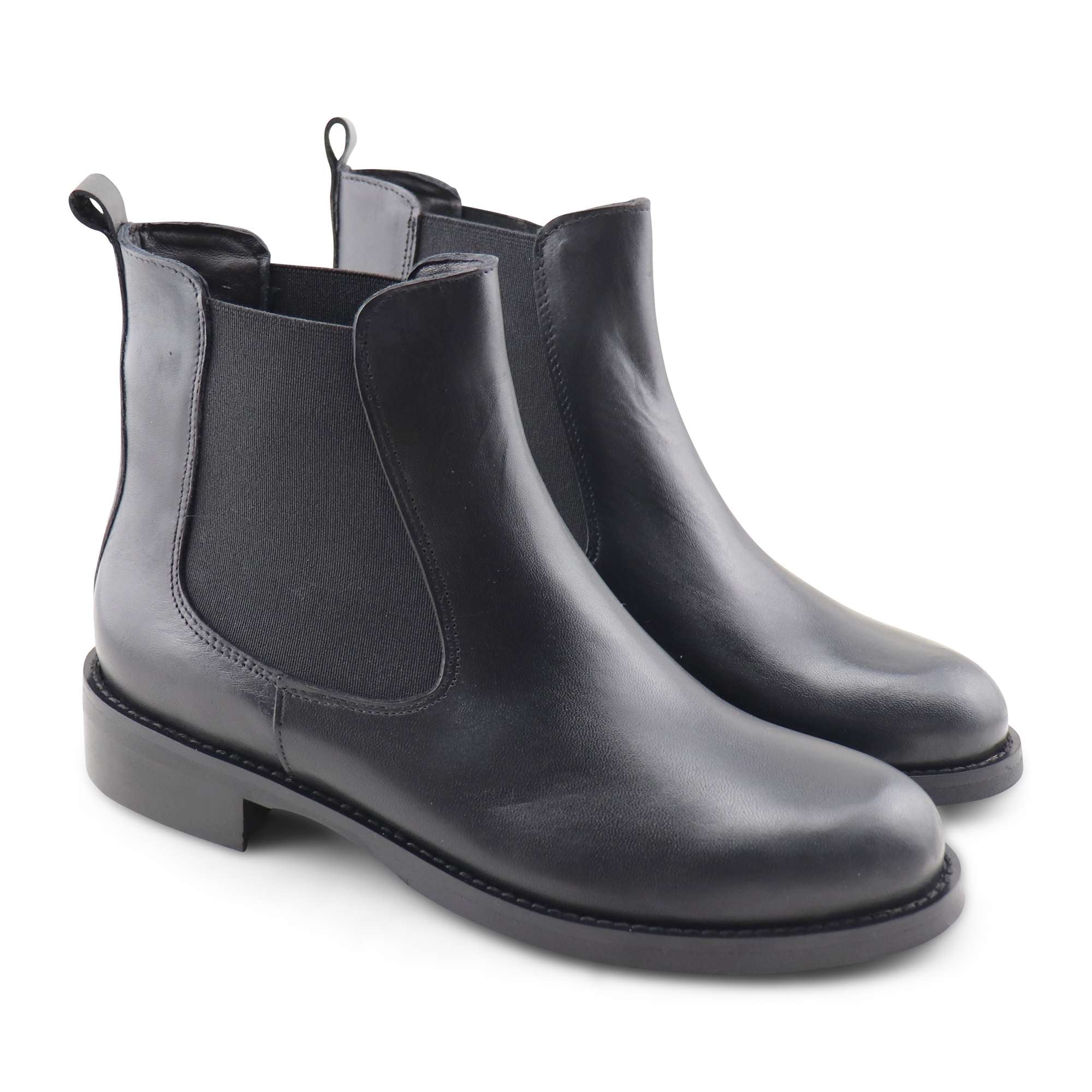 Nero Giardini Stivaletti Beatles In Pelle Nera - Elastici Laterali, Made In Italy, Tacco A Blocco