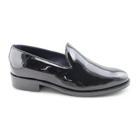 Black patent leather slippers