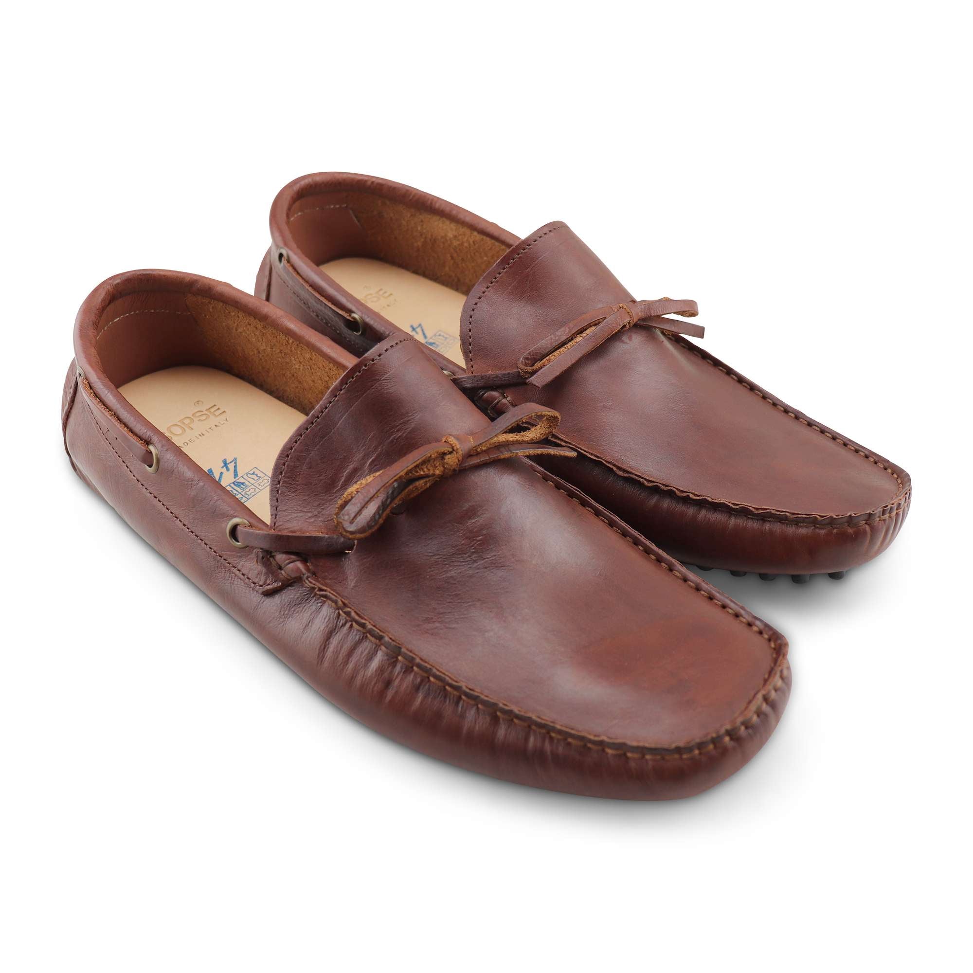 Brown rubber pads in brushed leather 